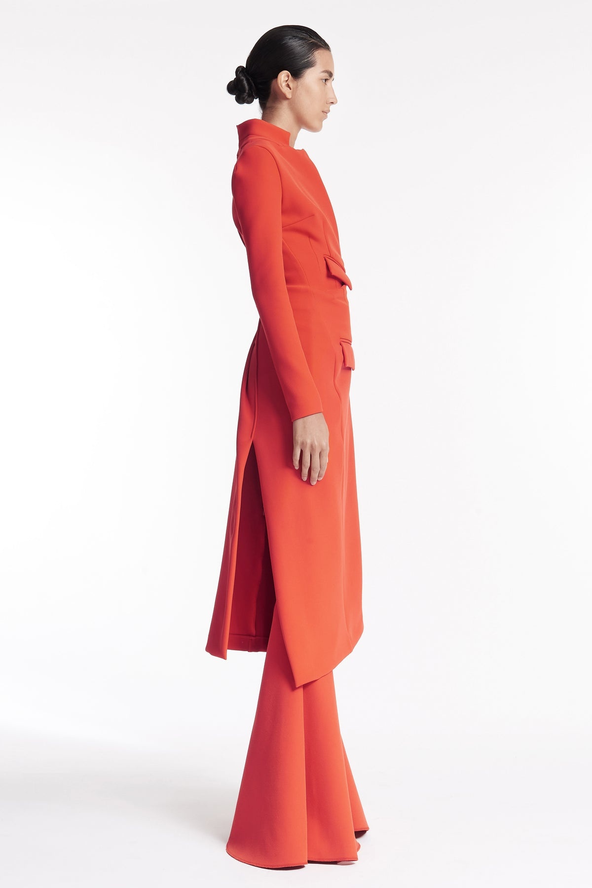 FITTED ASYMMETRIC COAT RED - 3