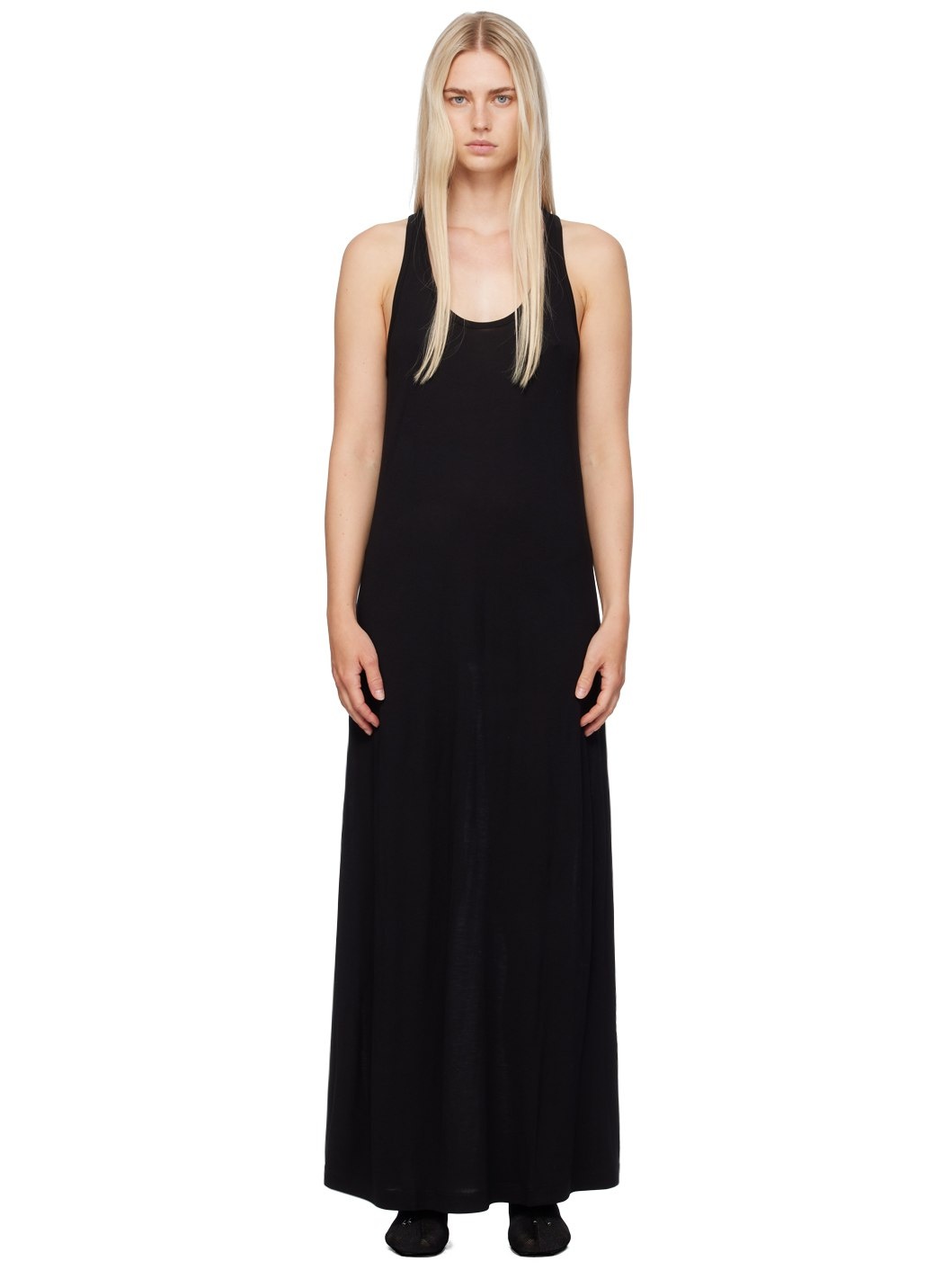 Black Scoop-Neck Maxi Dress - 1