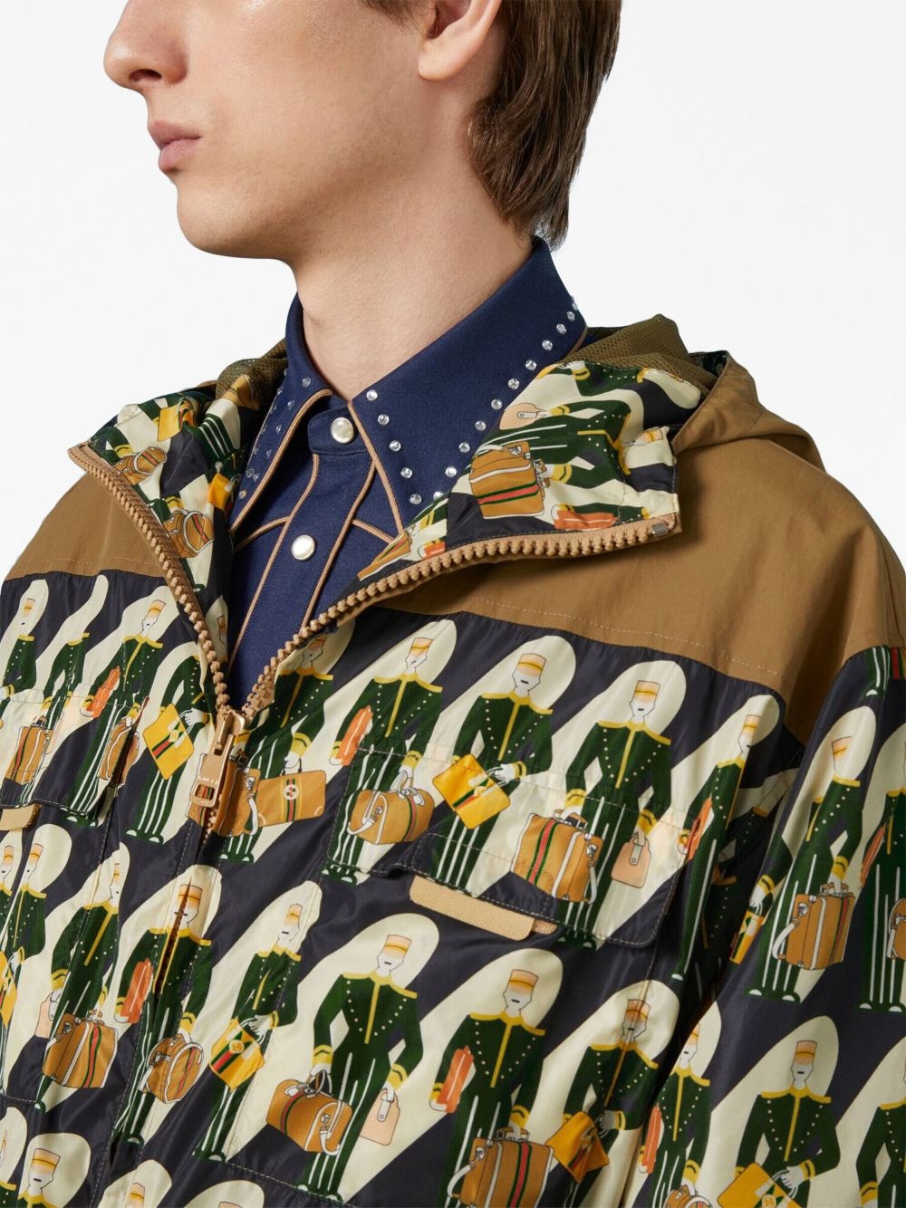 Porter-print zip-up jacket - 5