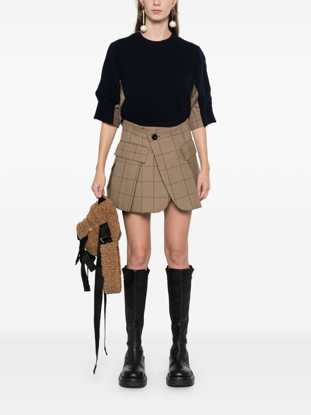 windowpane-print shorts - 2