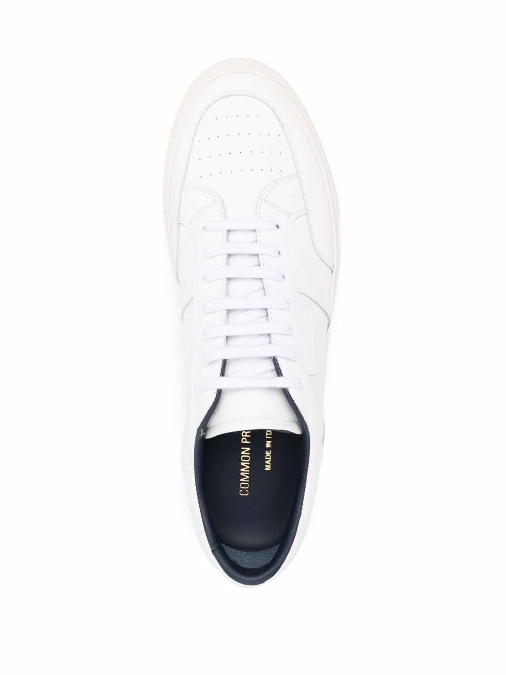 contrast-trimmed leather sneakers - 4