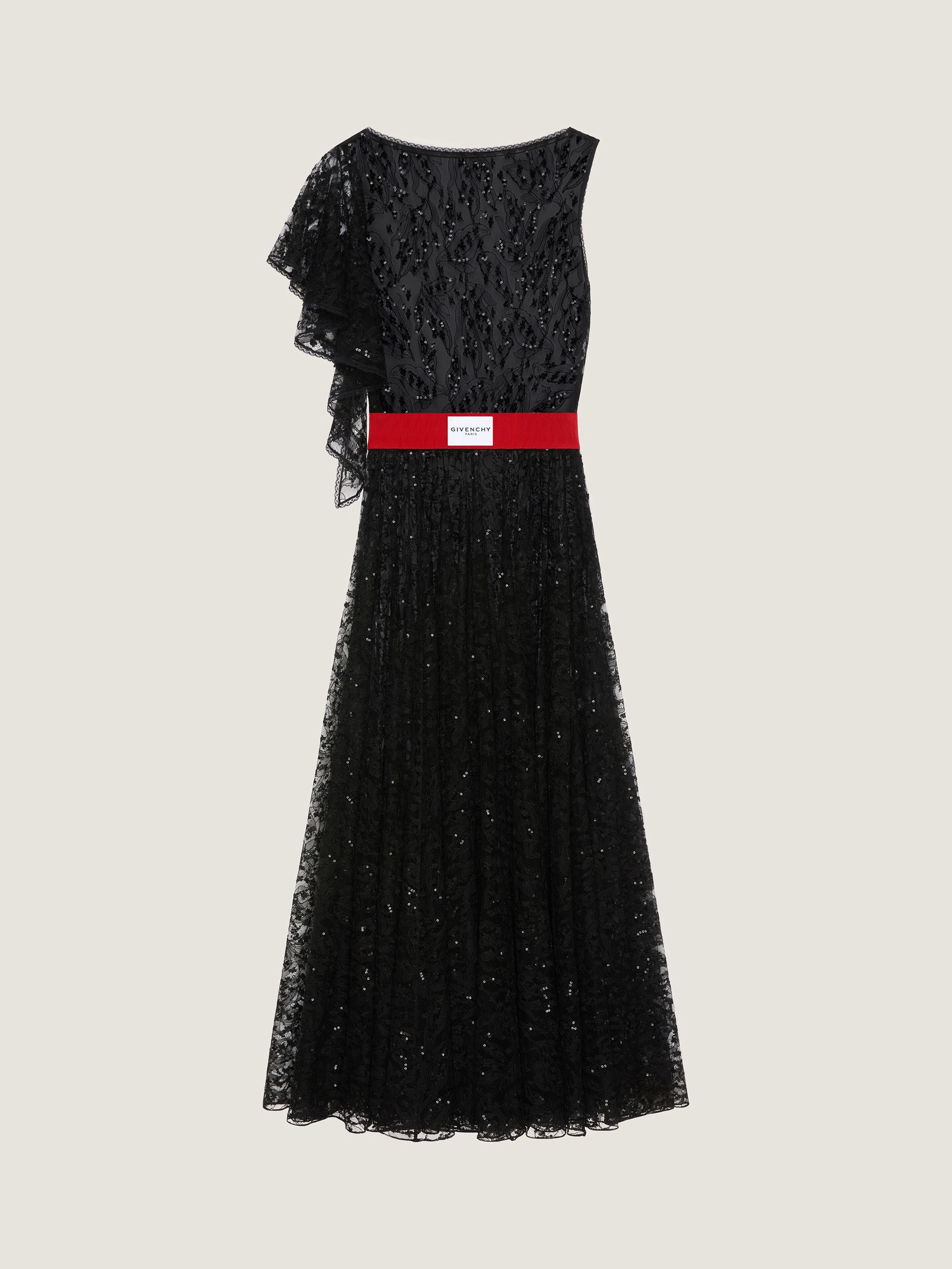 ASYMMETRIC DRESS IN LACE WITH SEQUINS - 1