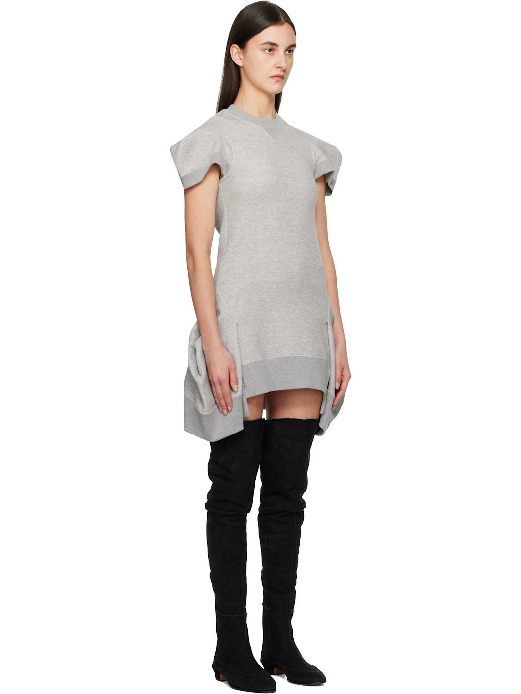 Gray Sponge Sweat Minidress - 2