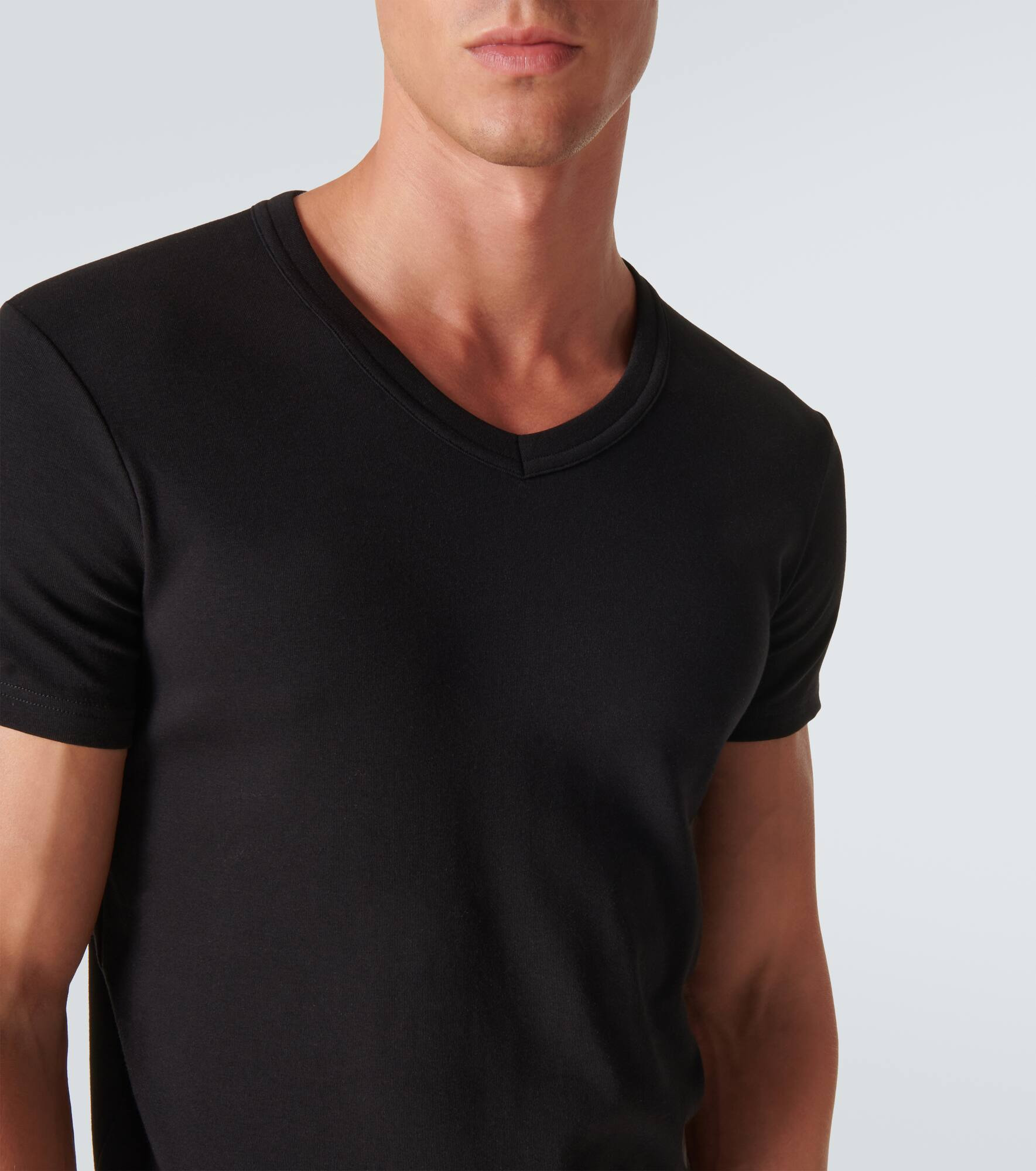 Stretch-cotton V-neck T-shirt - 5