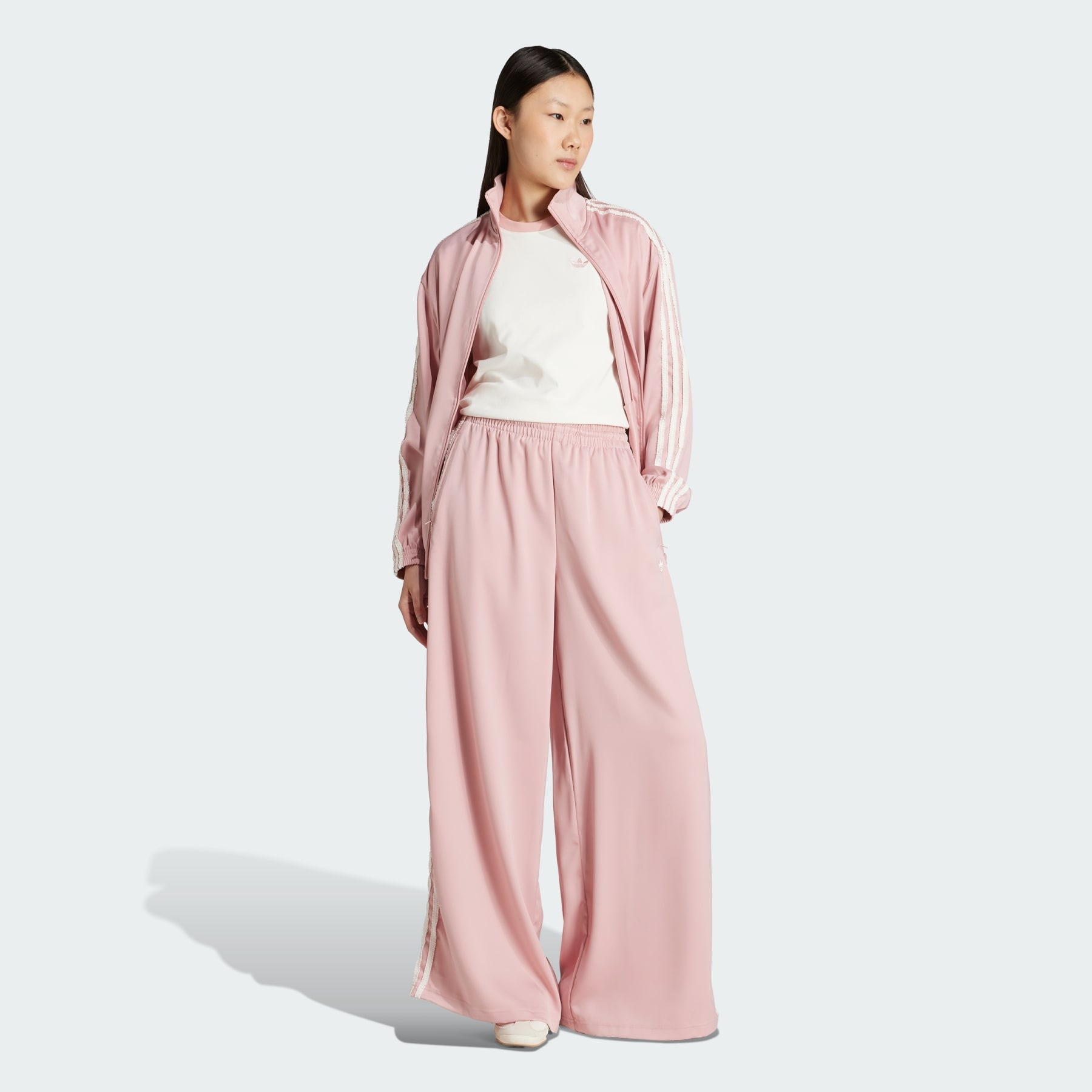 adidas Originals Satin Wide Leg Pants Ruffle 3-Stripes - 4