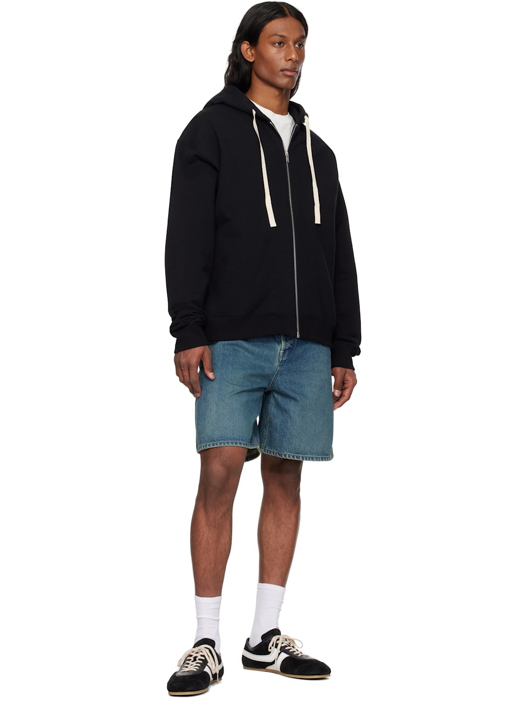 Blue Faded Denim Shorts - 4