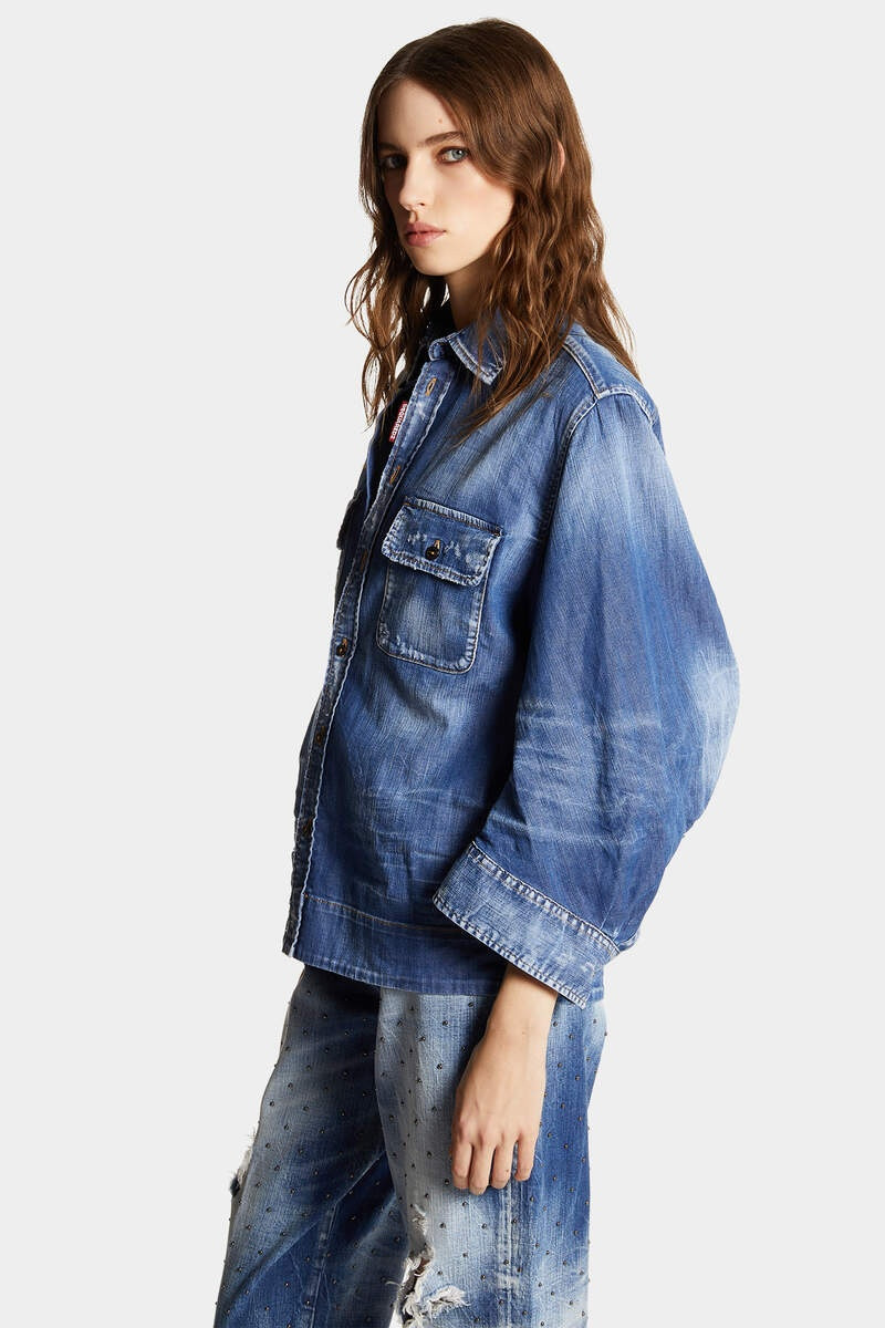 DEAN DENIM CROPPED MAXI SHIRT 3