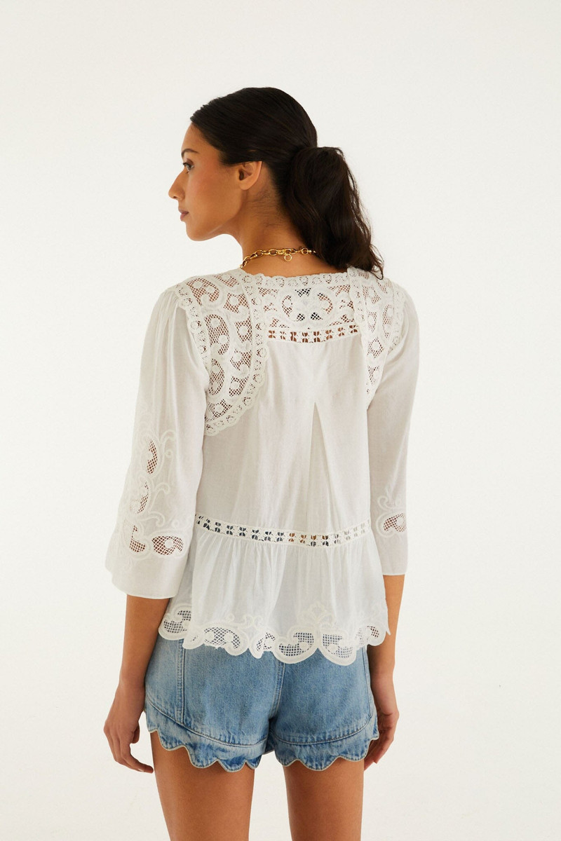 FARM RIO Light Denim Romantic Wavy Hem Shorts outlook