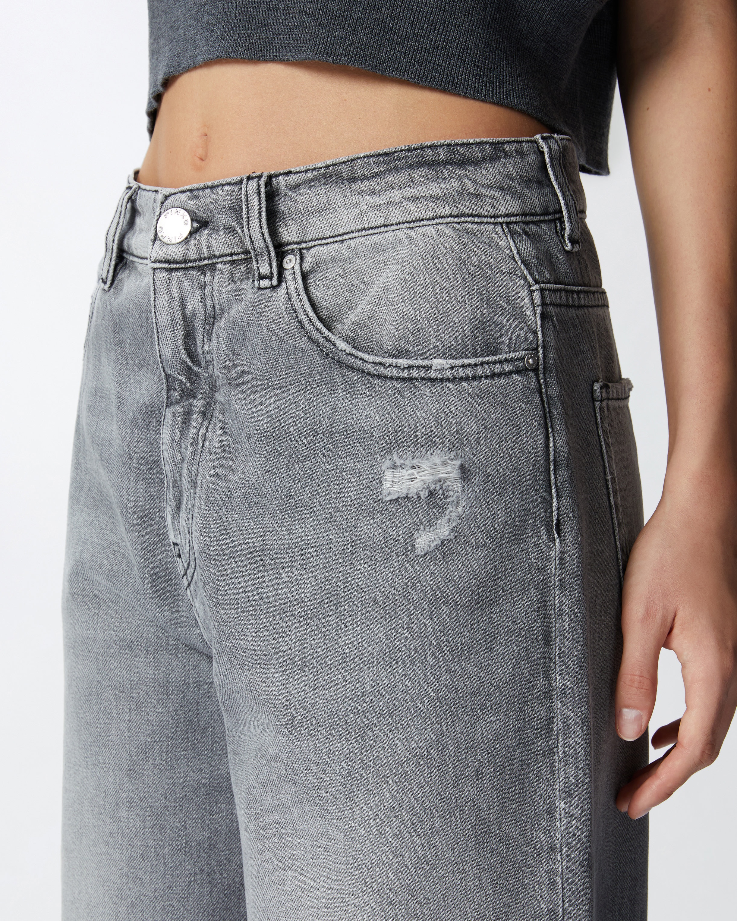 LIGHT GREY EGG-FIT JEANS - 5