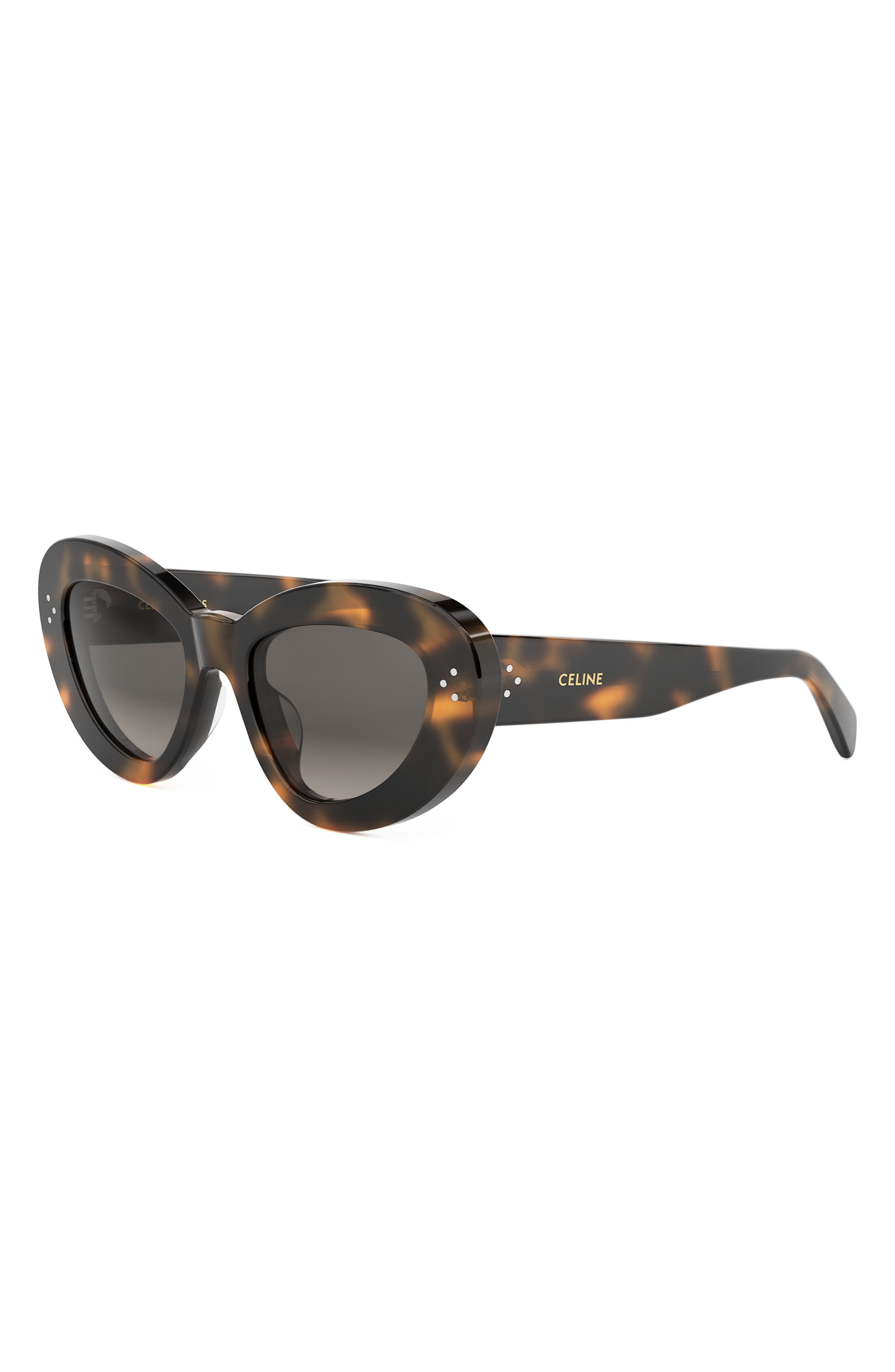 CELINE Bold 3 Dots 52mm Cat Eye Sunglasses in Dark Havana /Gradient Brown at Nordstrom - 2