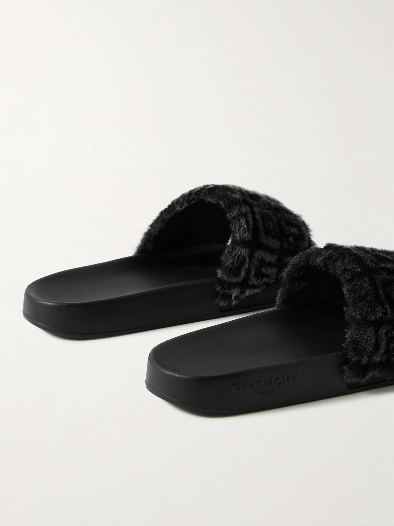 Printed Shearling and Rubber Slides - 5