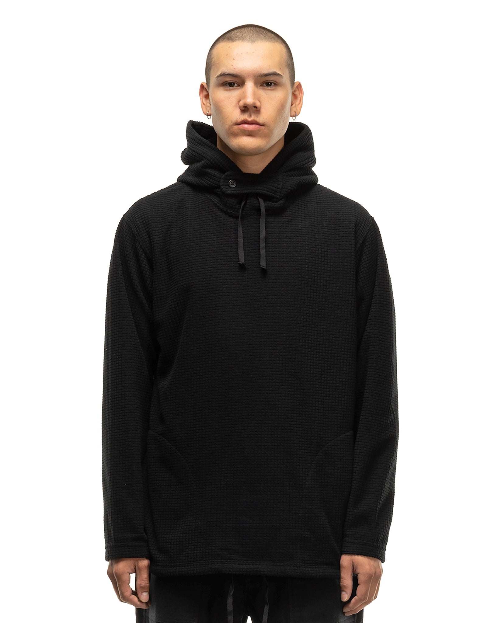 Engineered Garments Long Sleeve Hoody Polyester Waffle Black | havenshop |  REVERSIBLE