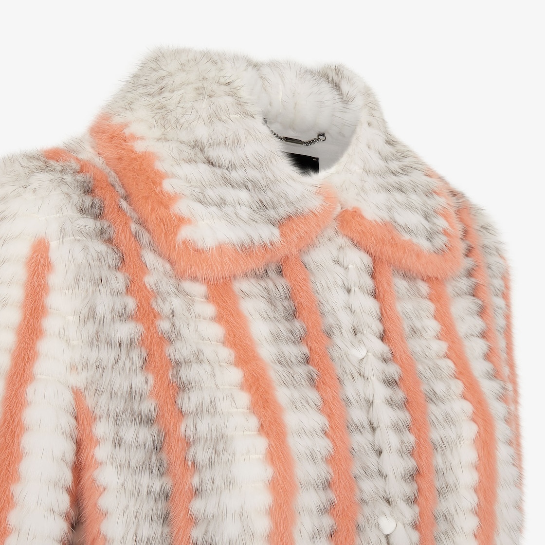 Cape with shirt collar. Made of black mink. Decorated with Grille Royal motif in tones of orange. Ma - 4