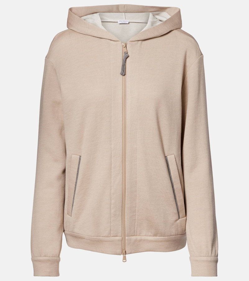 Monili cotton and silk-blend hoodie 1