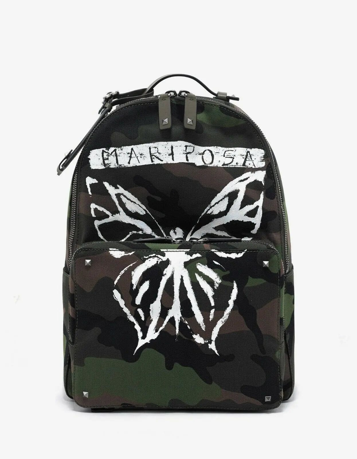 Valentino Green Camo 'Mariposa' Print Canvas Backpack - 1