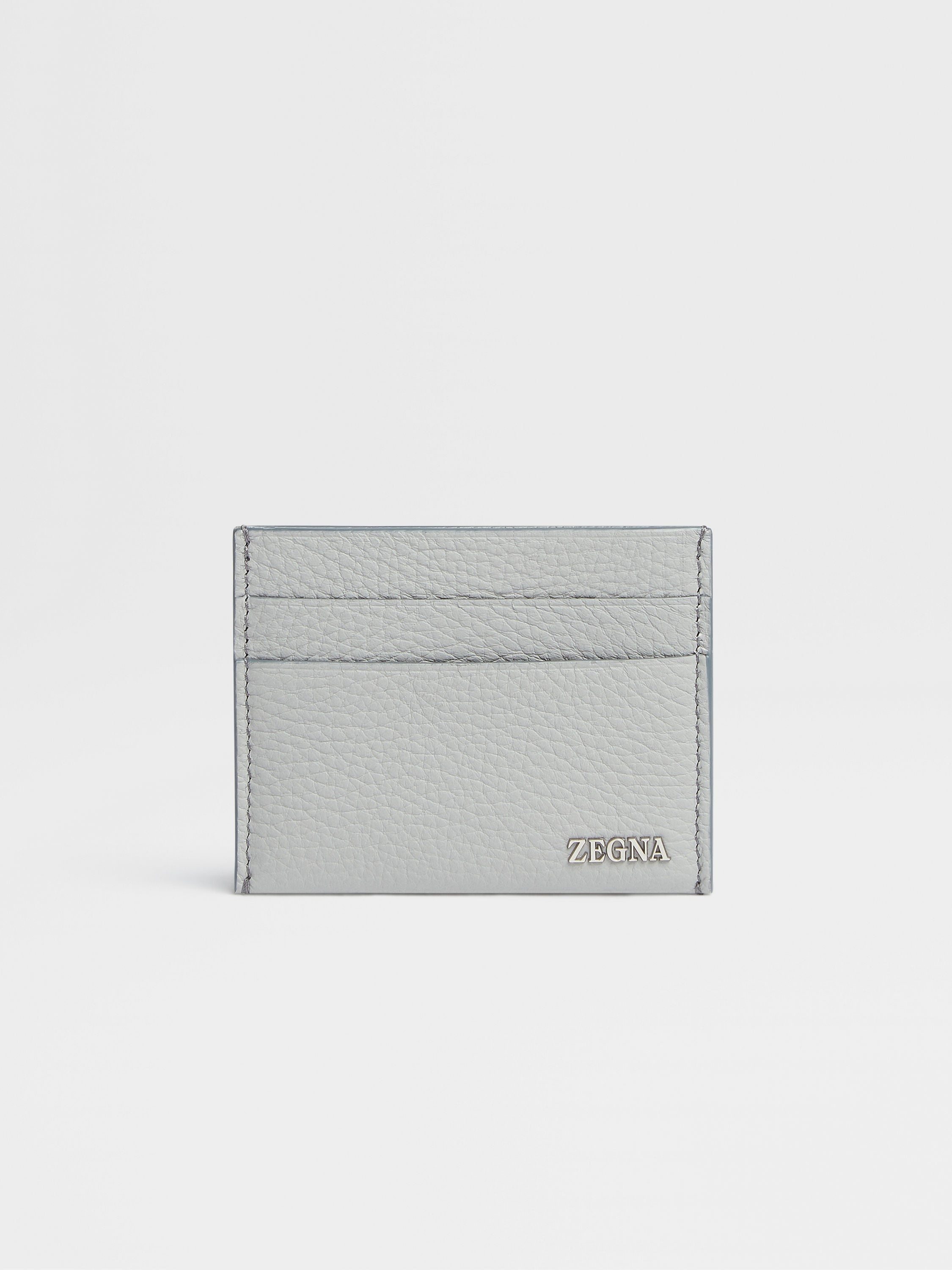 GREY MÉLANGE DEERSKIN SIMPLE CARD CASE - 1
