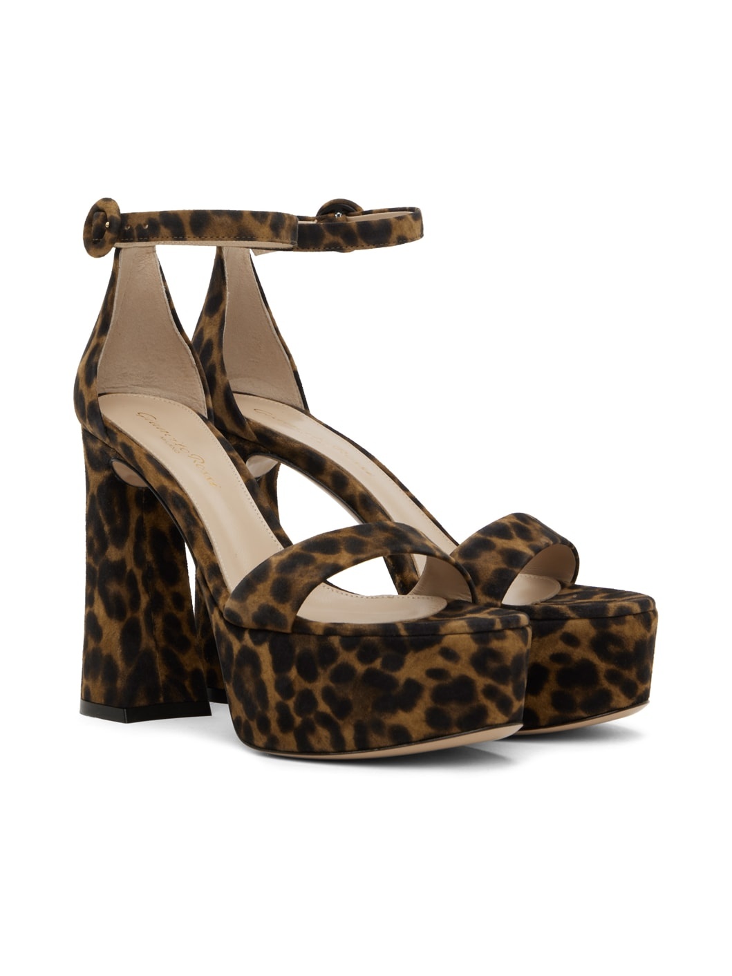 Brown Leopard Print Heeled Sandals - 4