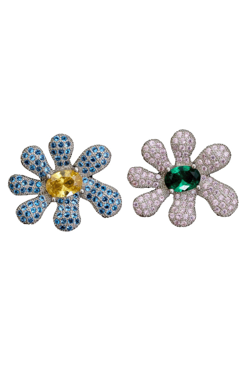 EMERALD & AQUAMARINE SQUASHED BLOSSOM EARRING 1