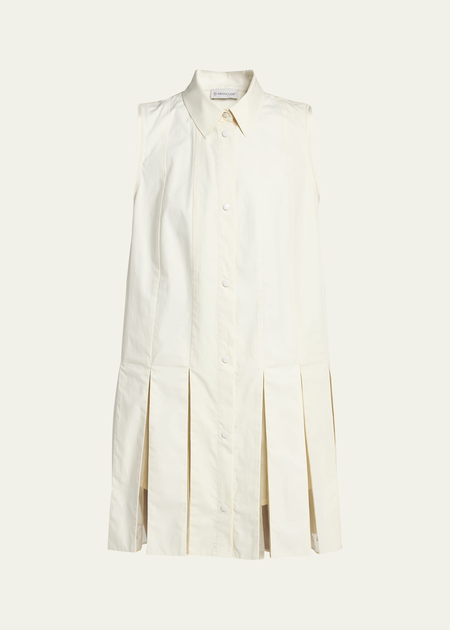 Snap-Front Sleeveless Godet Dress - 1
