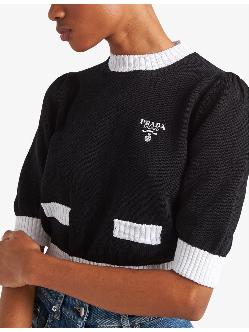 Round-neck brand-embroidered cotton jumper - 3
