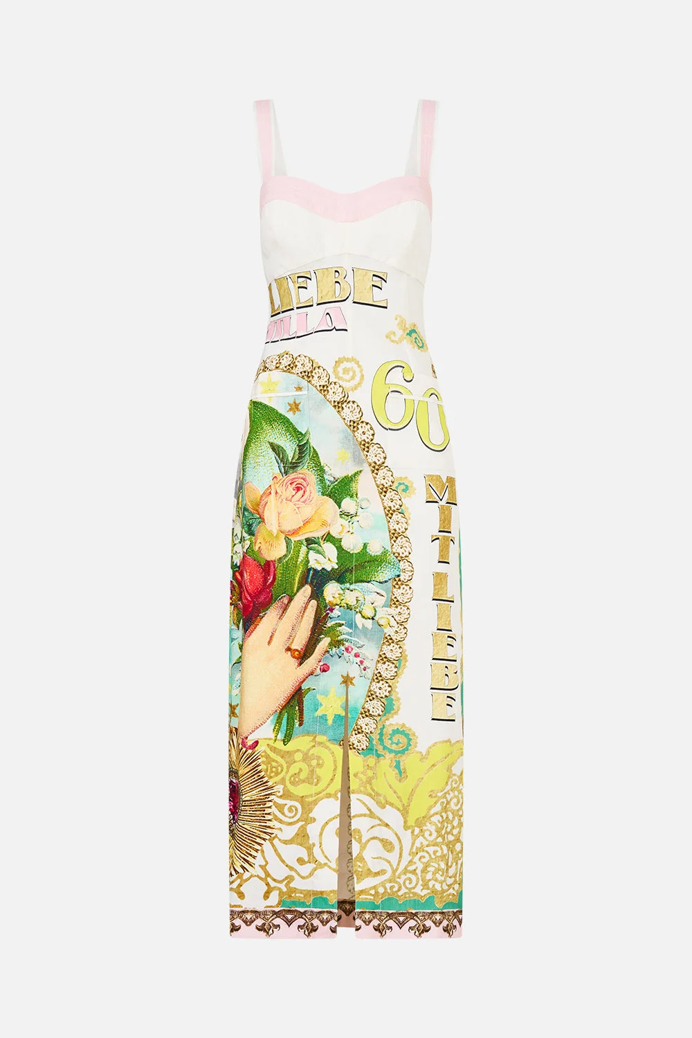 FORM FITTED MIDI DRESS WITH TOPSTITCHING PAINTED PRAYERS - 1