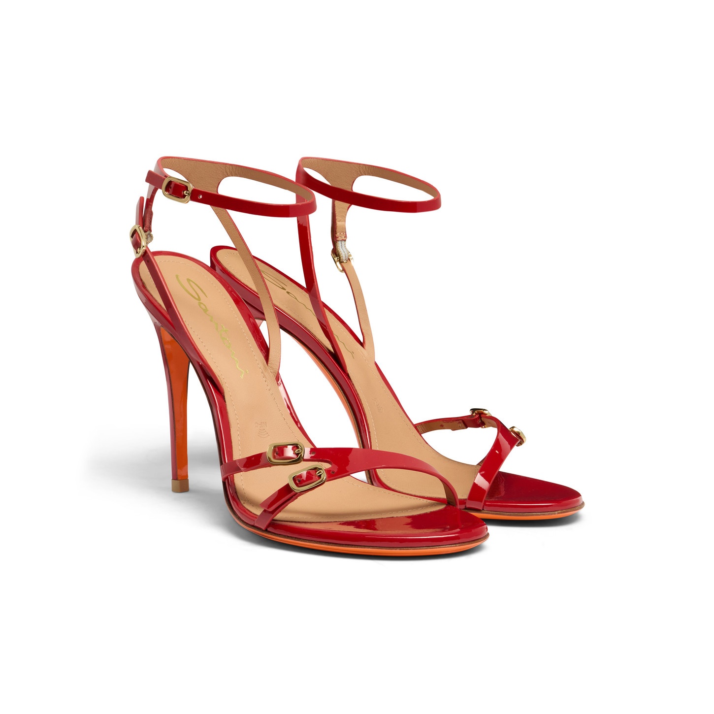 Women's red patent leather high-heel sandal - 3