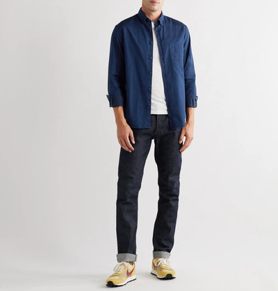 Sunspel Button-Down Collar Mélange Brushed Cotton-Flannel Shirt outlook