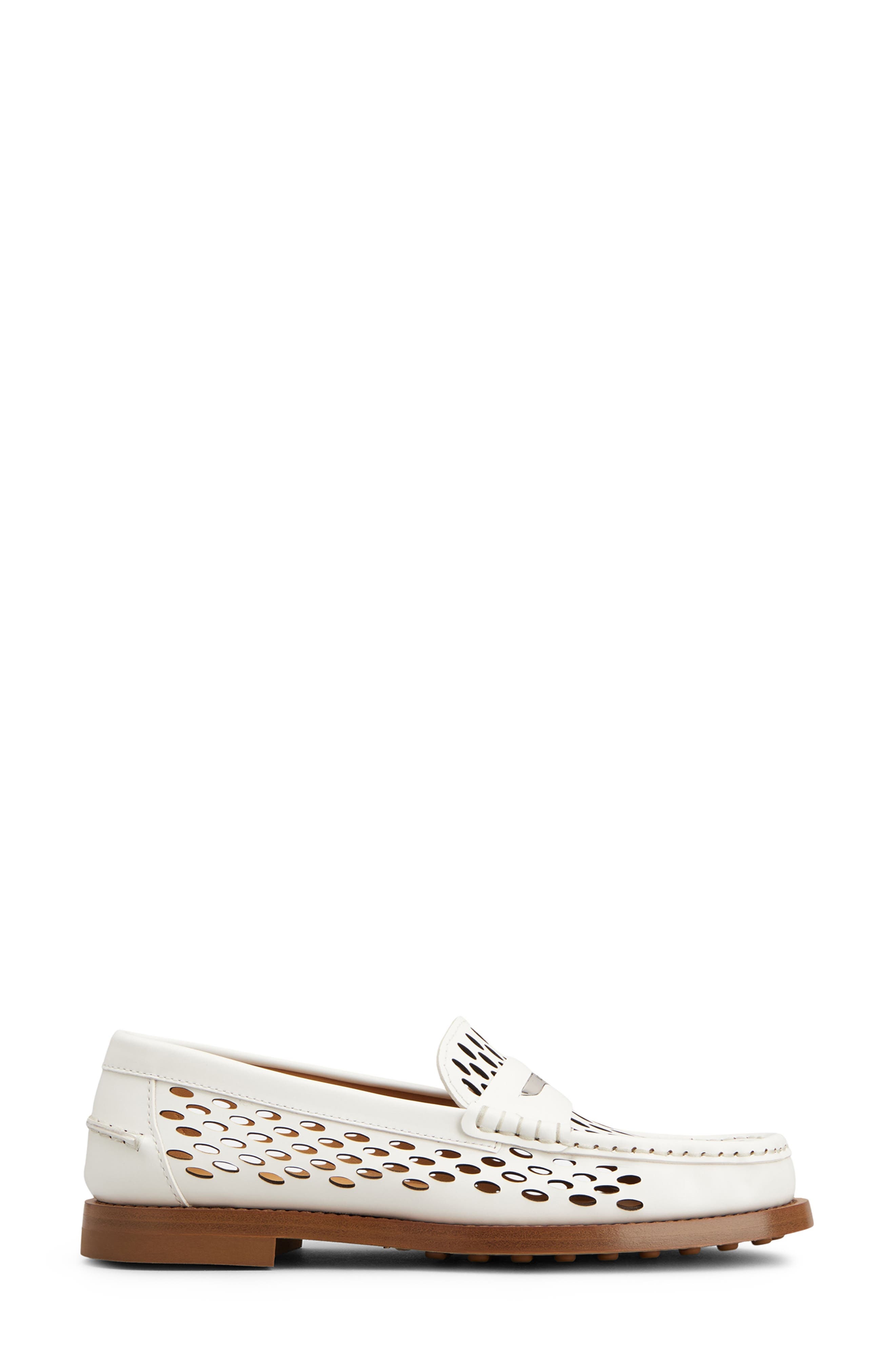 Tod's Laser Cut Calfskin Loafer in Bianco Calce at Nordstrom - 2