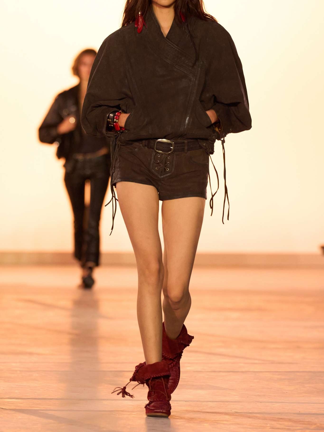 Vanel lace-up suede shorts Chocolate - 5