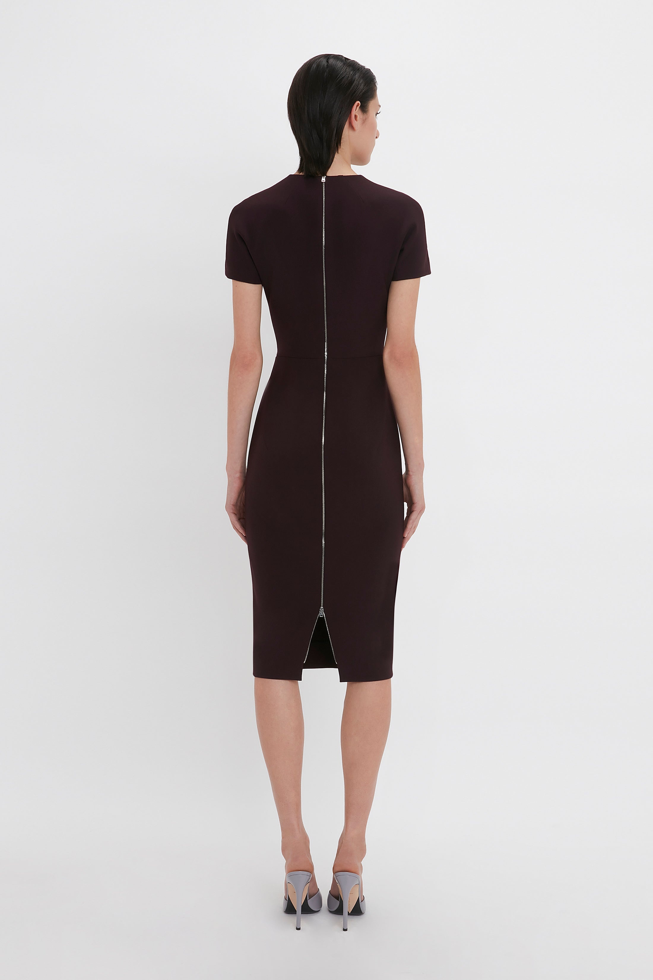 Fitted T-Shirt Dress In Deep Mahogany - 4