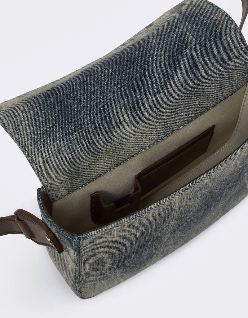 Messenger bag in acid-washed denim 6