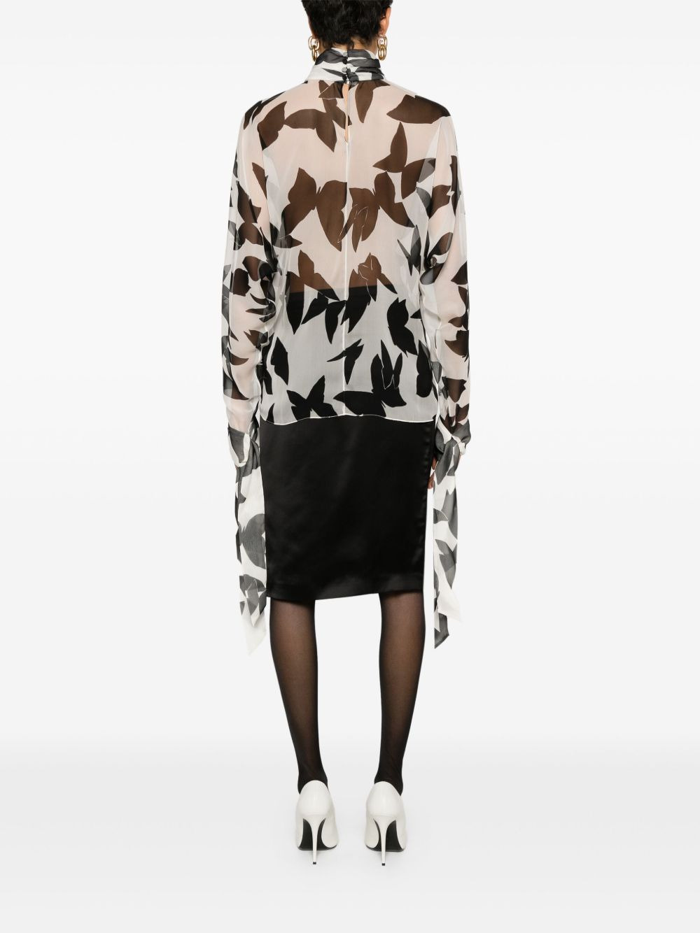 butterfly-print silk blouse - 4
