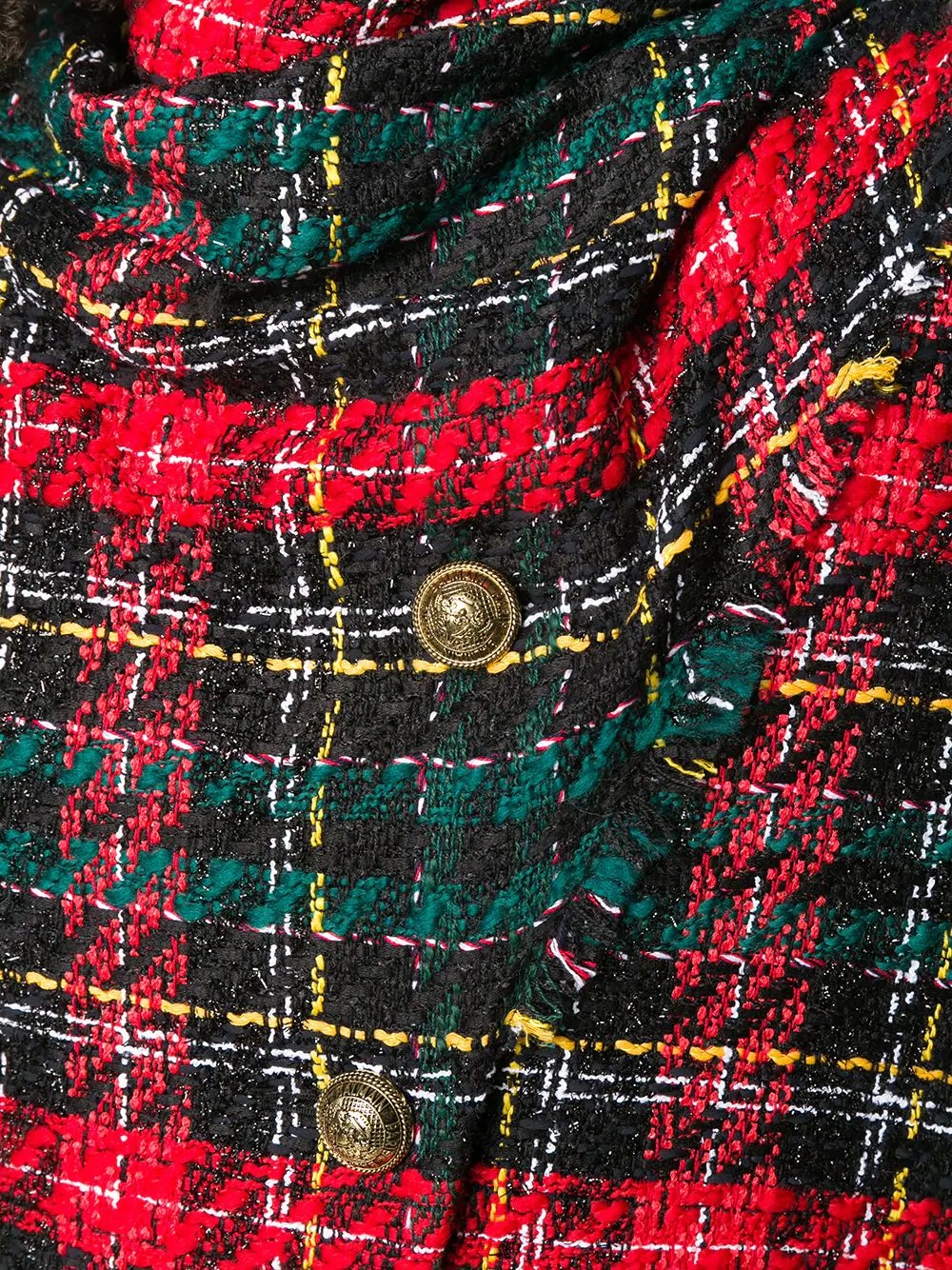 tartan-pattern tweed cape - 5