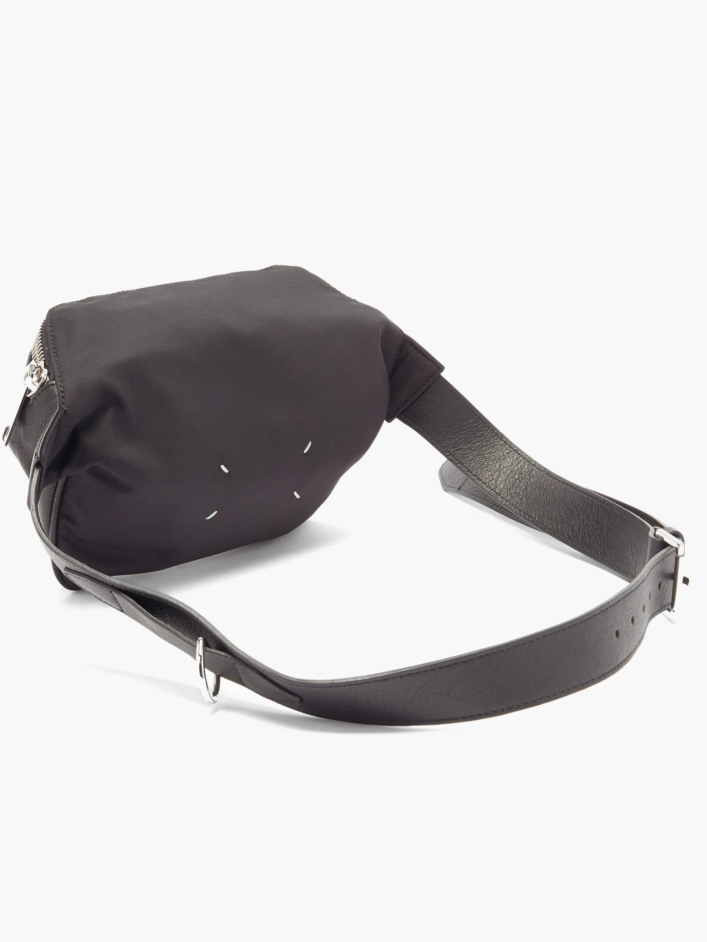 Leather and technical-canvas belt bag - 4