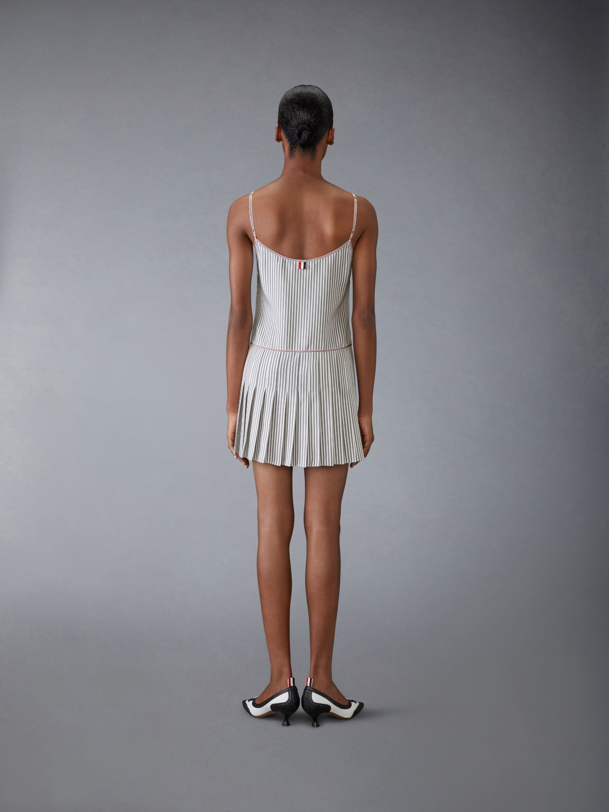 SILK TWILL MINI PLEATED SLIP DRESS - 3