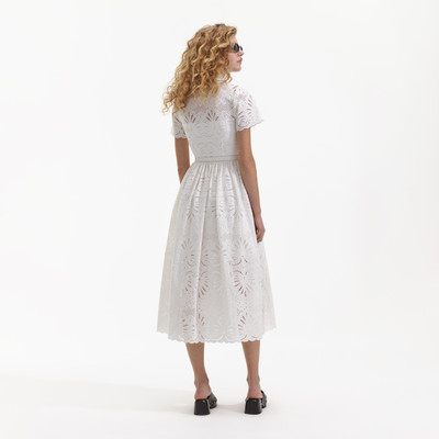 self-portrait White Cotton Embriodery Midi Dress outlook