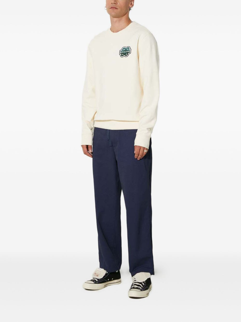 embroidered-patch crew-neck sweatshirt - 2