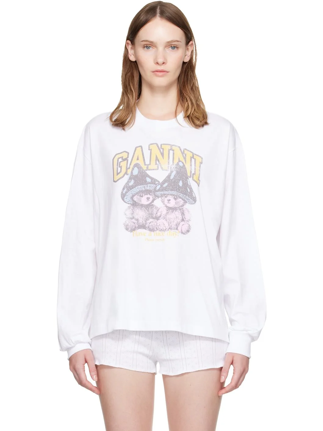White Mushroom Teddy Long Sleeve T-shirt - 1
