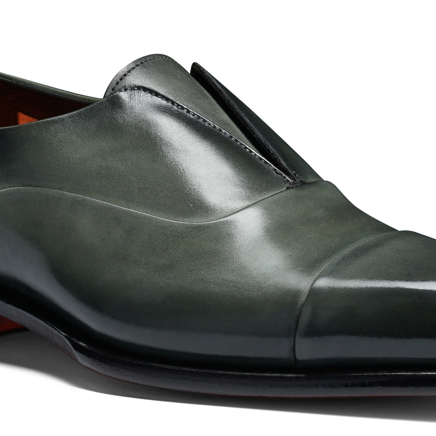 Men's green leather lace-up shoe - 6