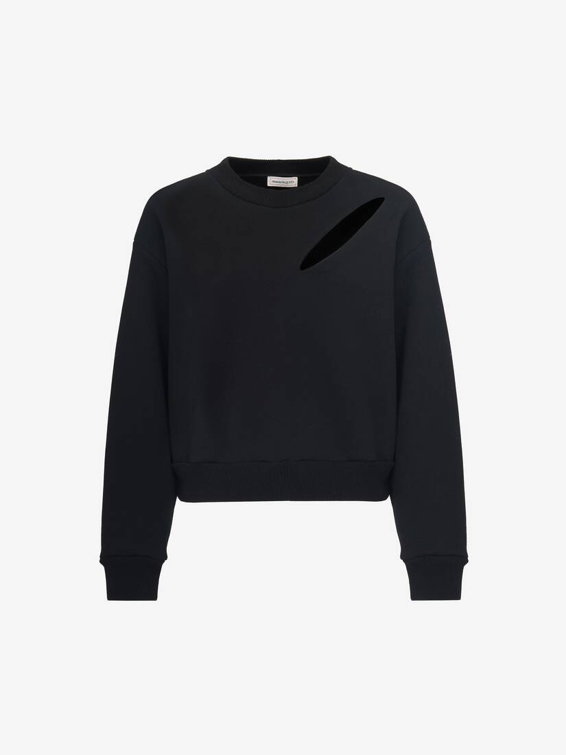 Women's Slashed Sweatshirt in Black - 2