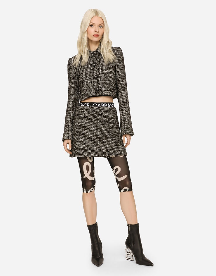 Cropped speckled tweed jacket - 4