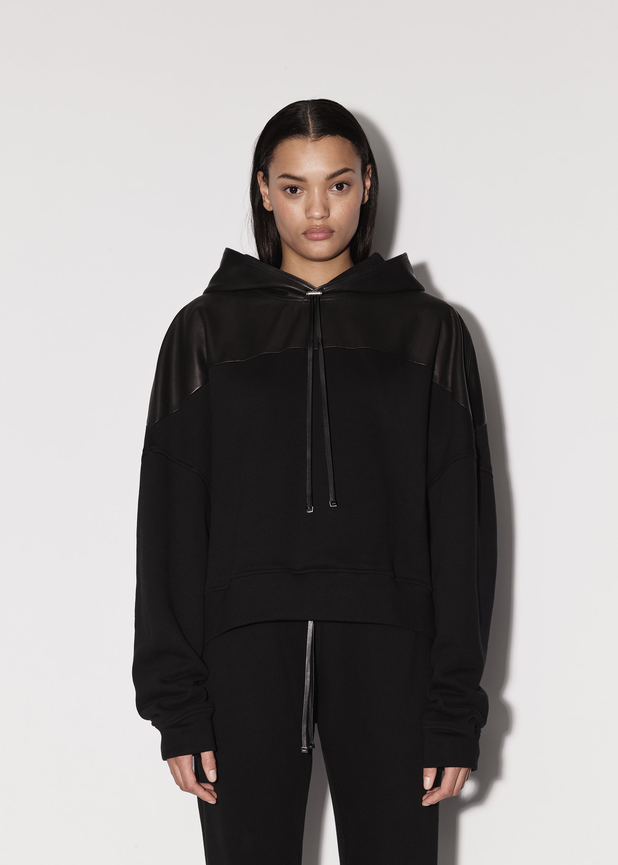 LEATHER HYBRID HOODIE - 3