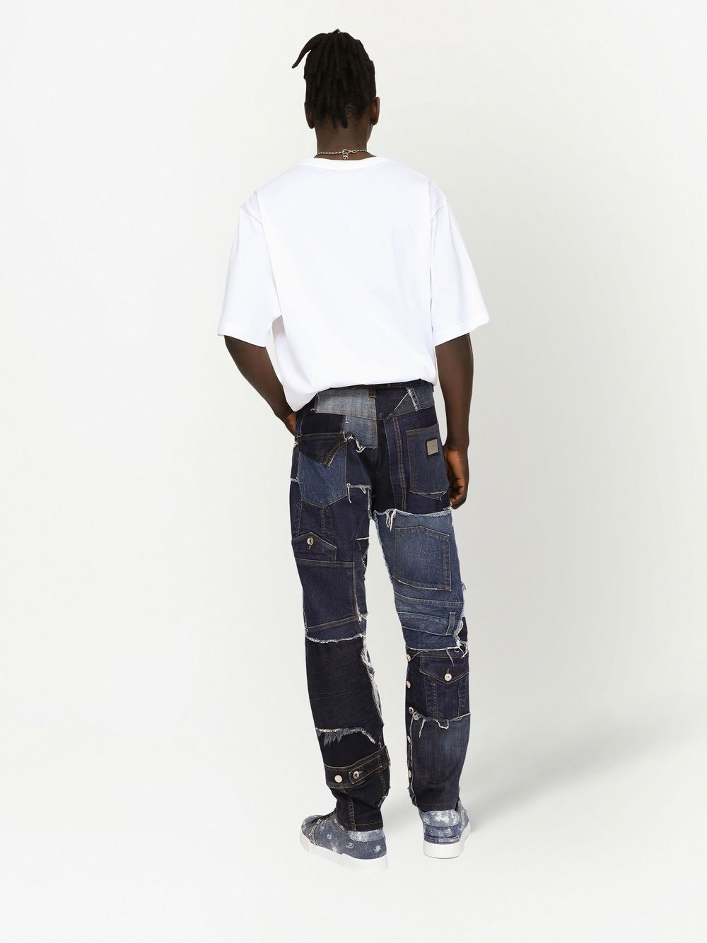 patchwork-detail straight-leg jeans - 4