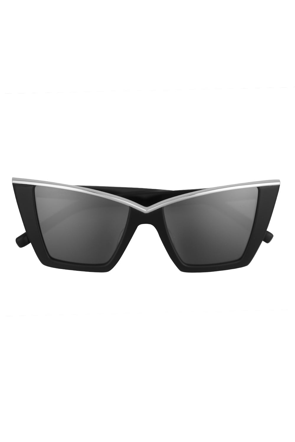 Retro Cat Eye Sunglasses - Black Silver - 1