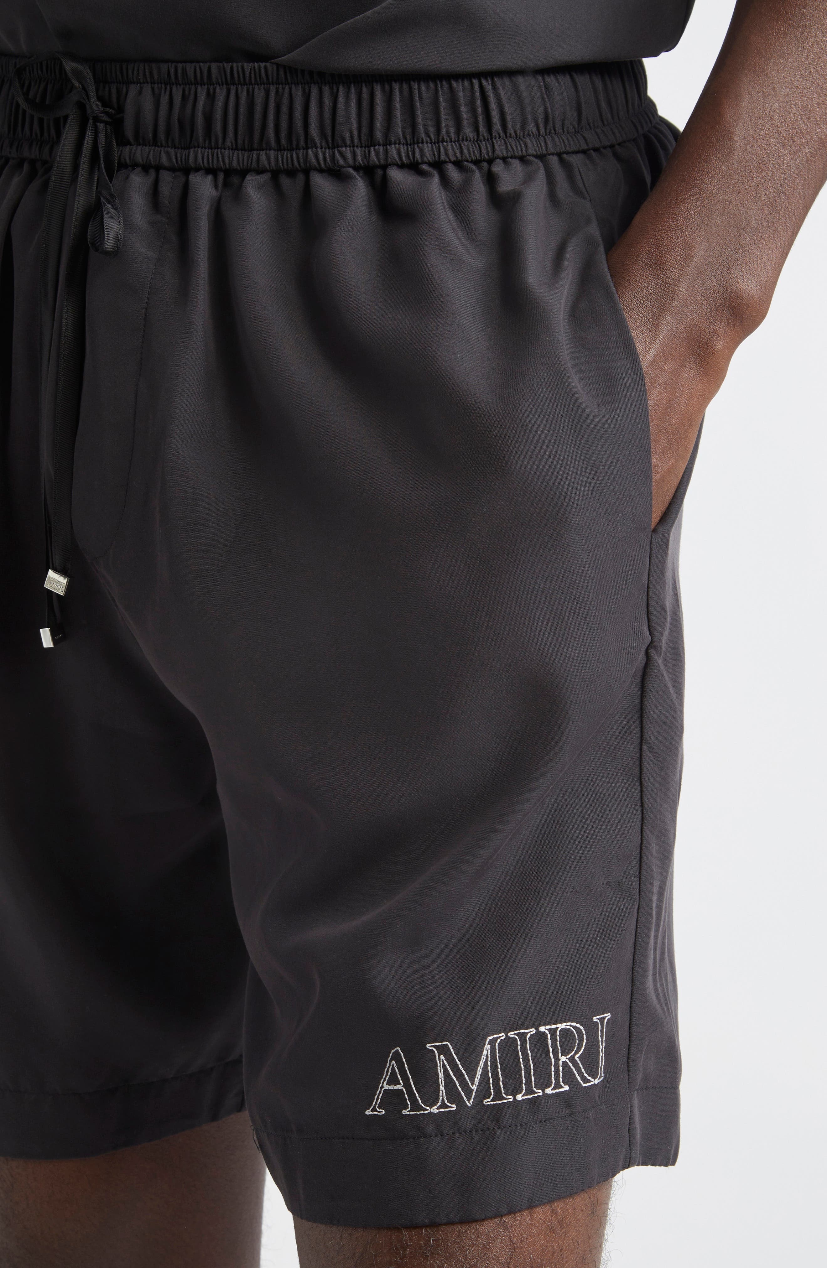 AMIRI Logo Embroidered Shorts in Black at Nordstrom - 5