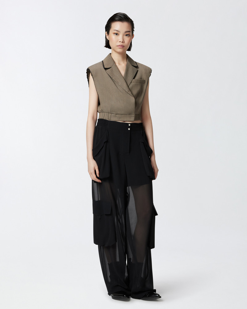 SHEER GEORGETTE CARGO TROUSERS 2