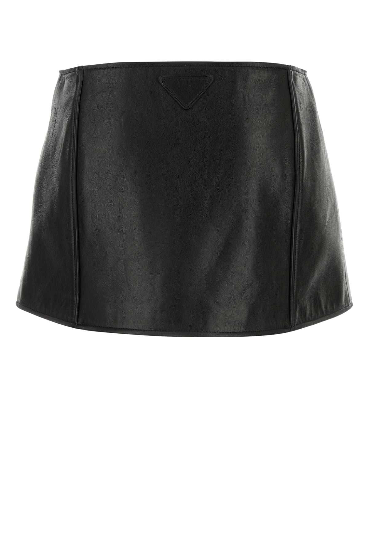 Prada Women Black Leather Mini Skirt - 2
