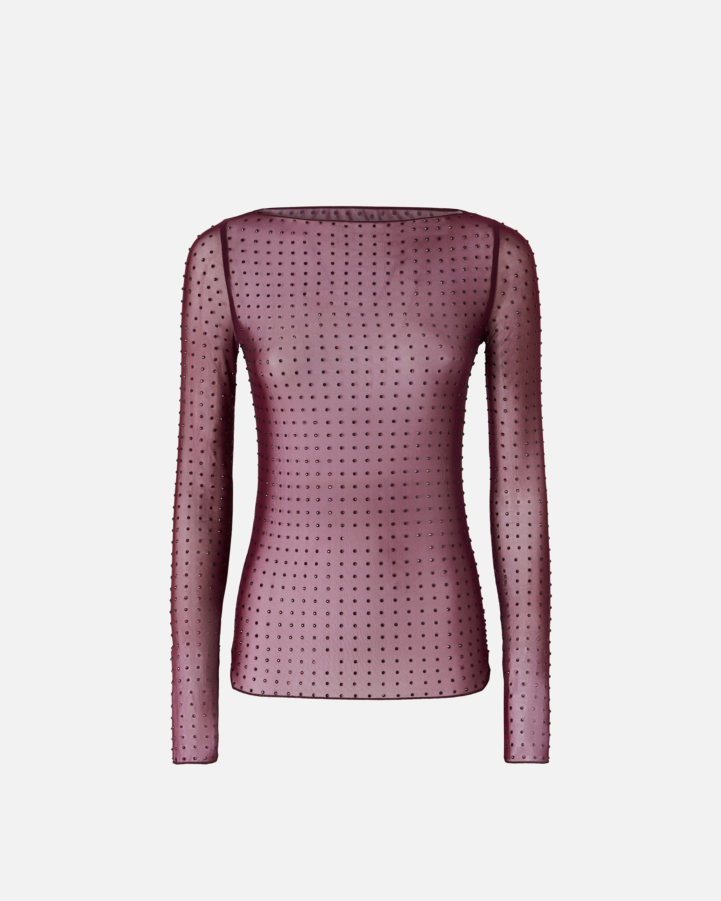 FULLY RHINESTONED LIGHT TULLE SWEATER - 1