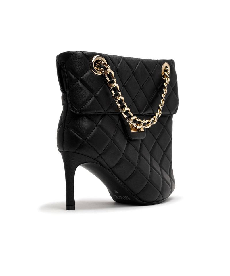 Quilted Bag Detail Pin Heel Short Boots 6