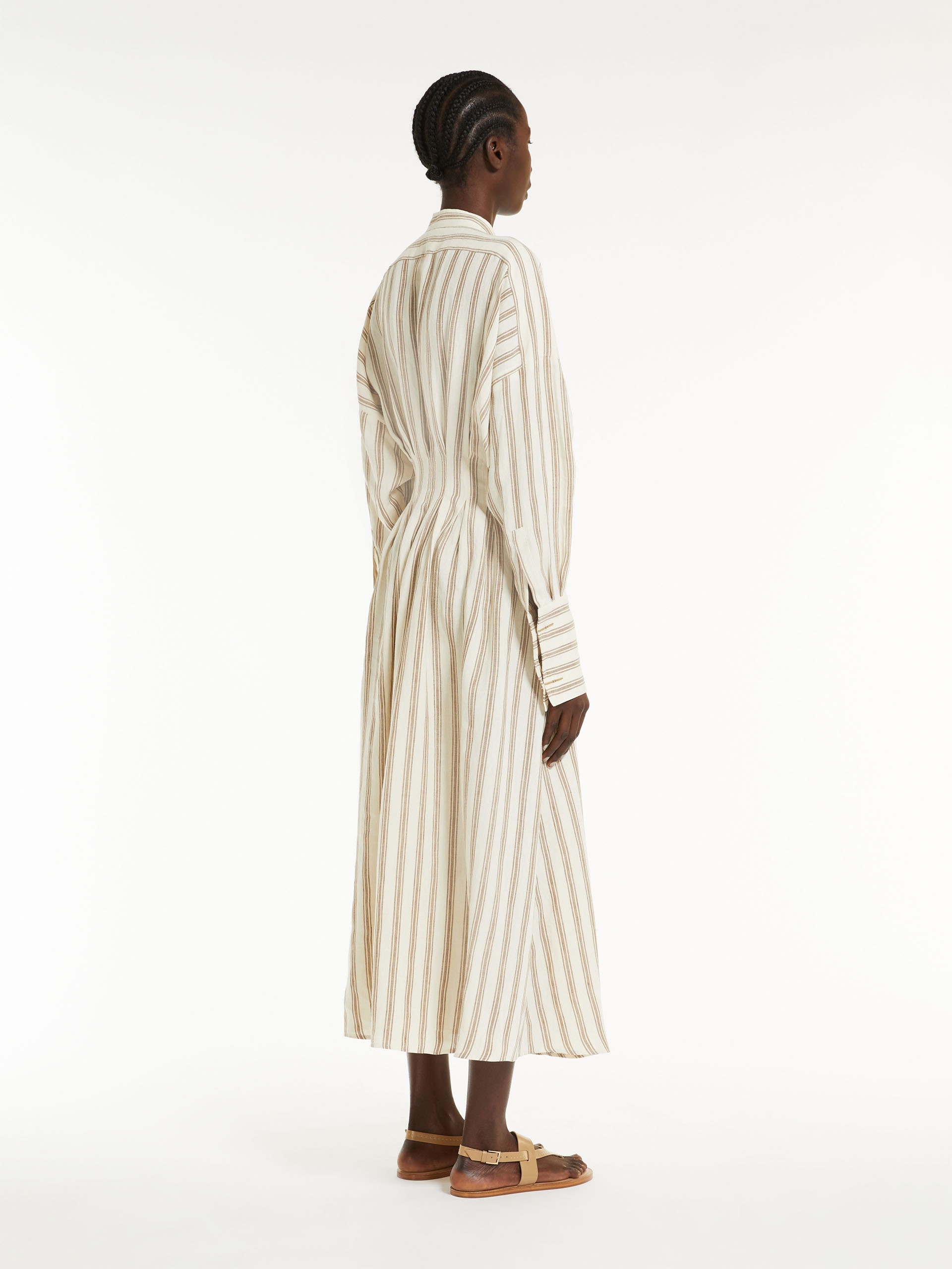 Max Mara◆YOLE Striped linen long dress リネン シャツ ワンピ Max Mara Yole striped linen midi shirt dress | netaporter
